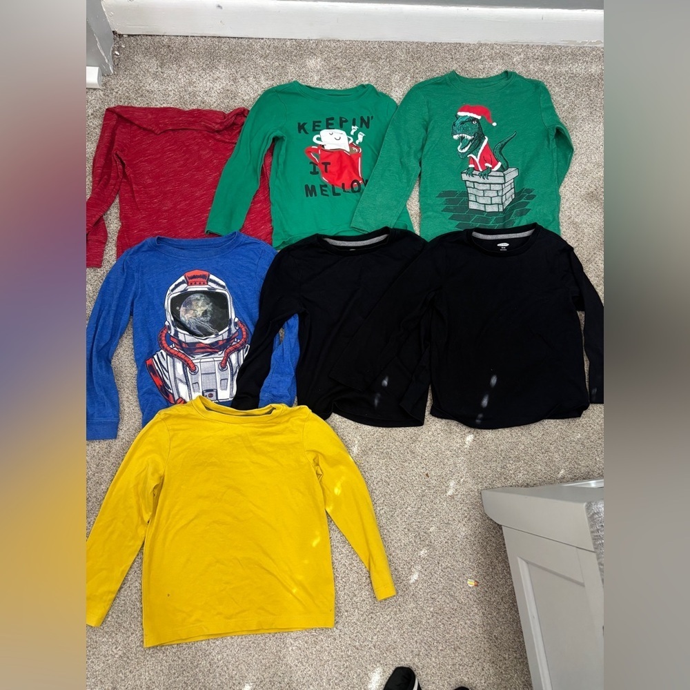 Lot of little boy toddler boy 4/5 long sleeve shirts basics Christmas shirts